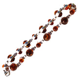 Delicate st. silver 925 fittings and small round multicolour baltic amber bracelet