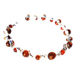 Delicate st. silver 925 fittings and small round multicolour baltic amber bracelet