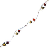 Delicate sterling silver 925 fittings and small round multicolour baltic amber bracelet