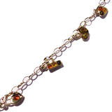 Fancy sterling silver 925 heart chain bracelet and six charming charms with honey baltic amber