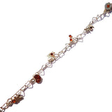 Fancy sterling silver 925 heart chain bracelet and six charming charms with honey baltic amber