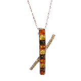 Stunning sterling silver 925 cross fittings and small square multicolour baltic amber pieces used to make this pendant