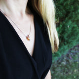 Festive sterling silver 925 and drop cognac baltic amber pendant necklace