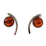 Romantic sterling silver 925 fittings and round cognac baltic amber earrings
