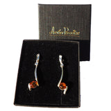 Beautifully simple sterling silver 925 and round cognac baltic amber earrings
