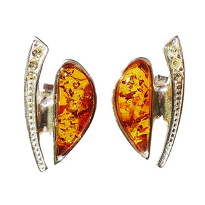Festive sterling silver 925 and drop cognac baltic amber earrings