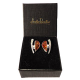 Festive sterling silver 925 and drop cognac baltic amber earrings