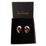 Elegant sterling silver 925 and drop cognac baltic amber earrings