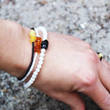 Minimalist Bracelet Amber and black glass beads