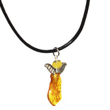 Amber Pendant - Amber Angel With Leather Necklace