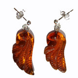 Honey Amber Stud Earrings - Angel Wings