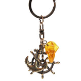 Anchor and Ship Wheel with Amber Tumble Keyring