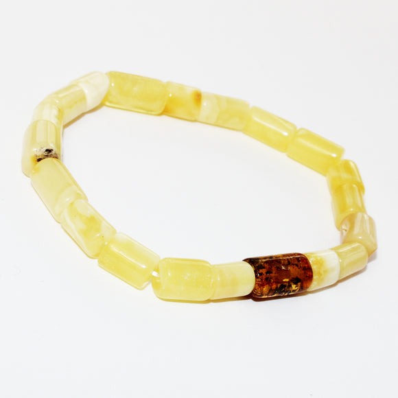 Polished Baltic Amber Tube Bead Bracelet