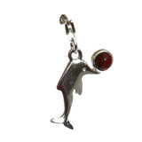Silver Honey or Green AMBER Dolphin CHARM