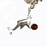 Silver Honey or Green AMBER Dolphin CHARM