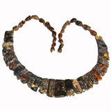 Semi-Polished Green-Grey Amber Necklace