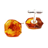 Simple Natural Shape Honey Baltic Amber Cufflinks