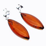 Baltic Amber Stud Earrings - Flat Drops