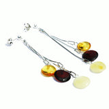 Stunning Baltic Amber Tablet Earrings - Triple Chains