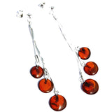 Stunning Baltic Amber Tablet Earrings - Triple Chains