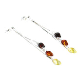 Baltic Amber Earrings - Triple Chain Drops 1