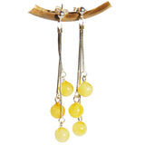 Stunning Baltic Round Amber Earrings - Triple Chains