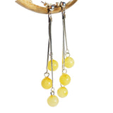 Stunning Baltic Round Amber Earrings - Triple Chains
