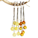 Stunning Baltic Round Amber Earrings - Triple Chains