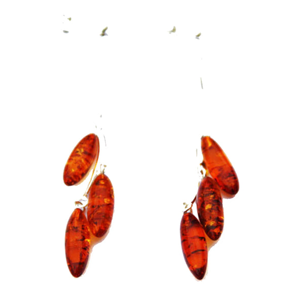 Baltic Amber Earrings - Triple Chain Drops