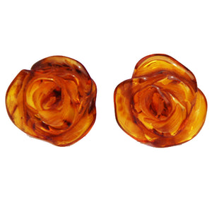 Baltic Amber Flower Studs - Roses