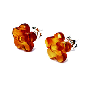 Honey Amber Flower Studs - Daisies