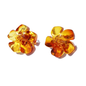 Honey Amber Flower Studs - Periwinkles