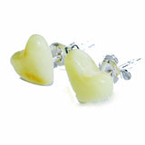 Baltic Amber Stud Earrings - Hearts