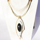 Leather & Green Baltic Amber Necklace - Pendant