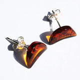 Baltic Amber Stud Earrings - Moons