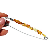 Simple Hand Crafted Amber Bead Pin