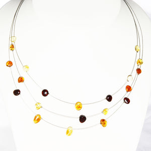 Genuine Baltic Amber Illusion Necklace - Uneven Shapes