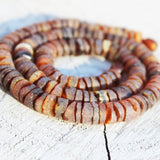 Unpolished Cherry Baltic Amber Disc Bead Necklace