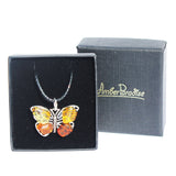 Amber Pendant - Amber Large Butterfly With Cord Necklace