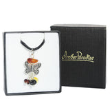 Amber Pendant - Amber  Butterfly With Cord Necklace