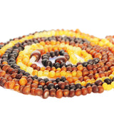 Unpolished Long Multicolour Pattern Baltic Amber Necklace