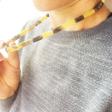 Unpolished Butterscotch Grey Amber Tube Necklace