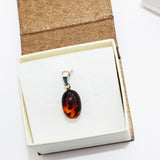 Baltic Amber Drop/Oval Pendant - RAINBOW