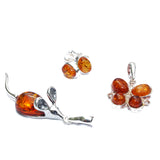 Honey Baltic Amber Silver Pendant - LITTLE MOUSE, 925 sterling silver