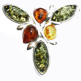 Elegant Brooch Design Set With 6 Baltic Amber Pieces