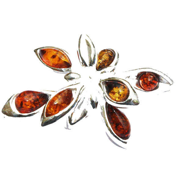 Beautiful Brooch Decorated With Drops Of Amber