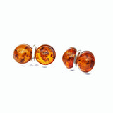 Double Honey Amber Silver Studs