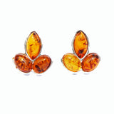 Baltic Amber Silver Studs - Leaves