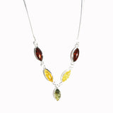 Amber Silver Necklace Drops