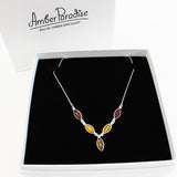 Amber Silver Necklace Drops